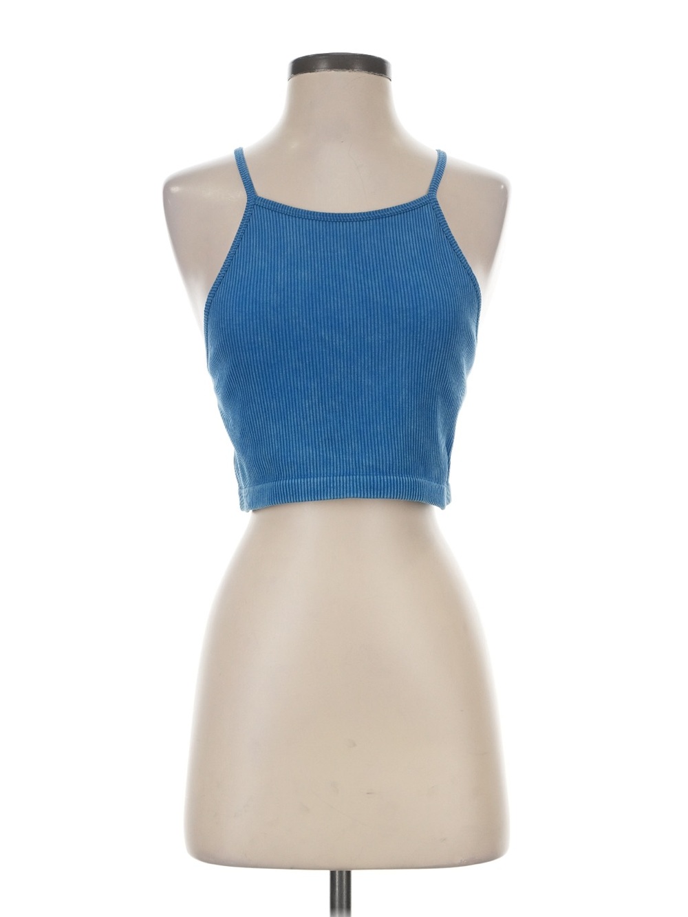 JOYLAB Blue Ribbed Crop Tank Top - Women